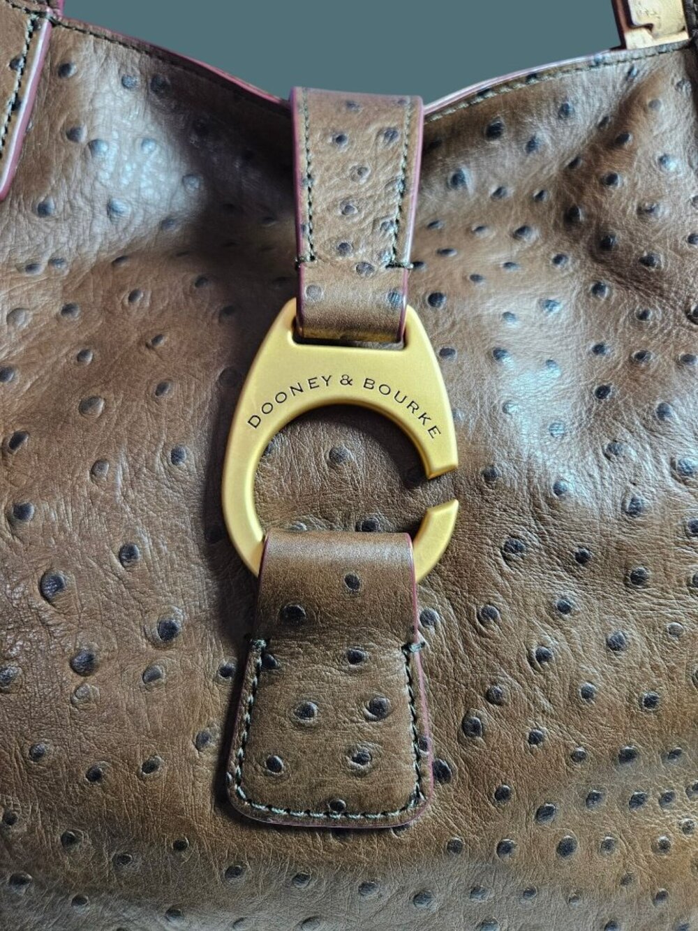 Dooney & Bourke Leather Ostrich East West Shopper Tote Bag - Picture 3 of 15